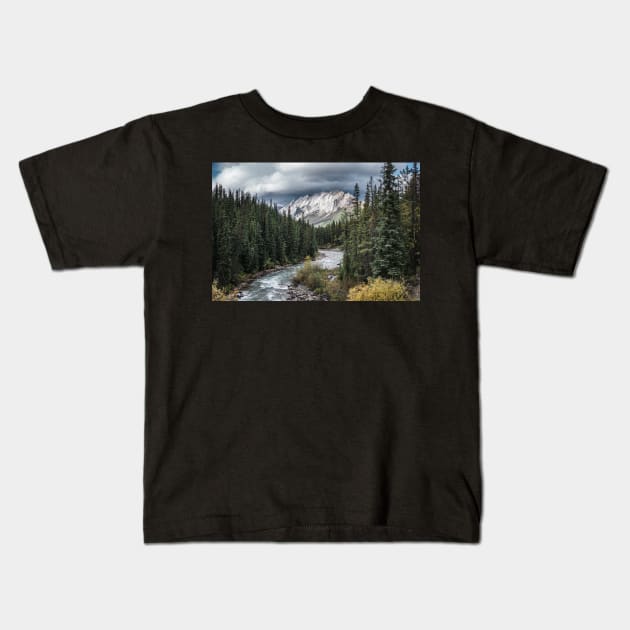 Jasper National Park Mountain Landscape Kids T-Shirt by Robtography